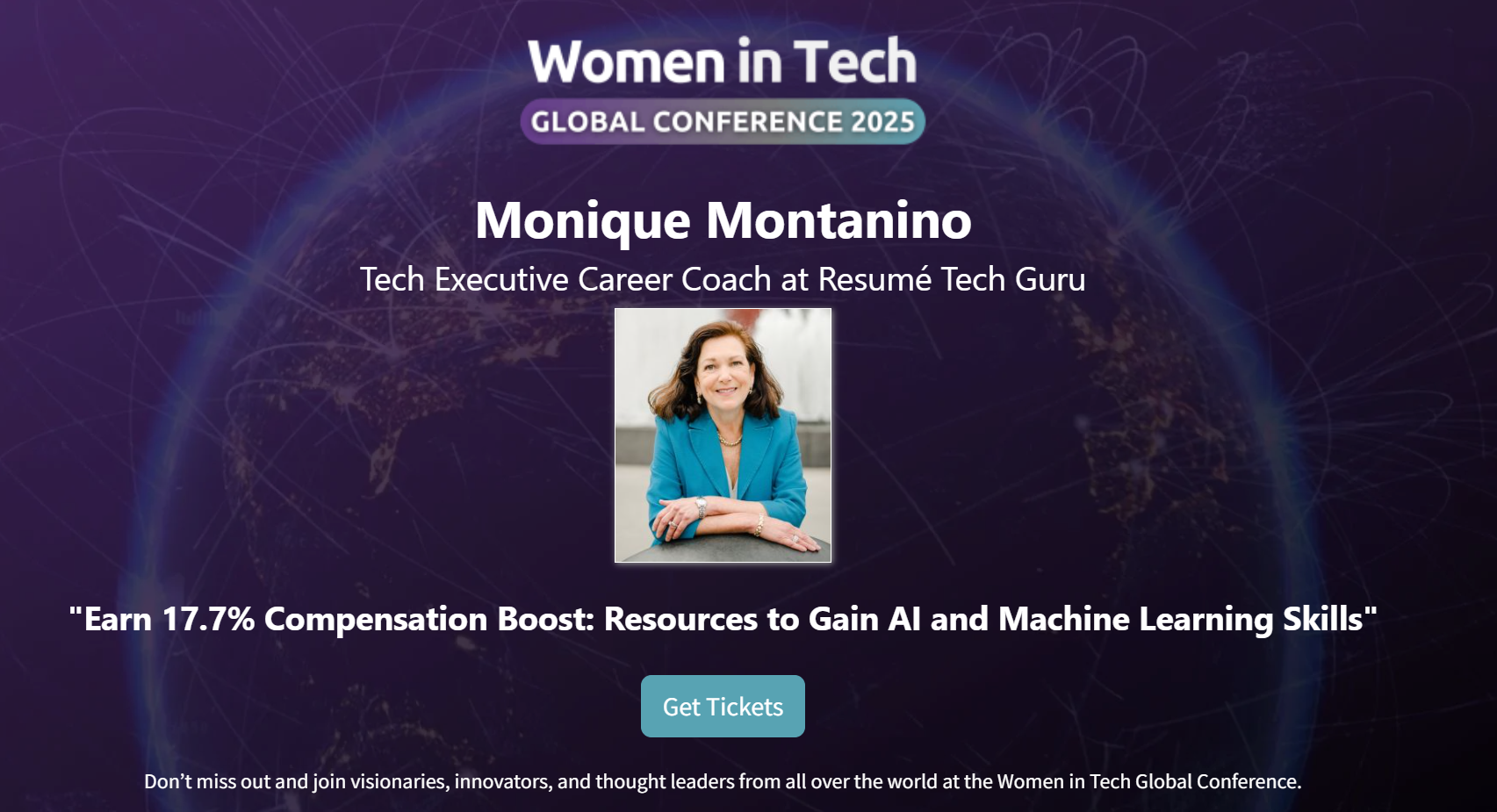 Announcement of Women in Tech 2025 Conference featuring Monique Montanino AI certification workshop